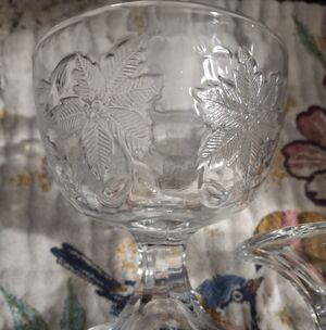 Princess House Etched Glass Dessert Coupe - Clear Floral Leaf Pattern